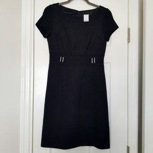 WHBM Belted Ponte A Line Buckle Dress Black Size 0 NWT